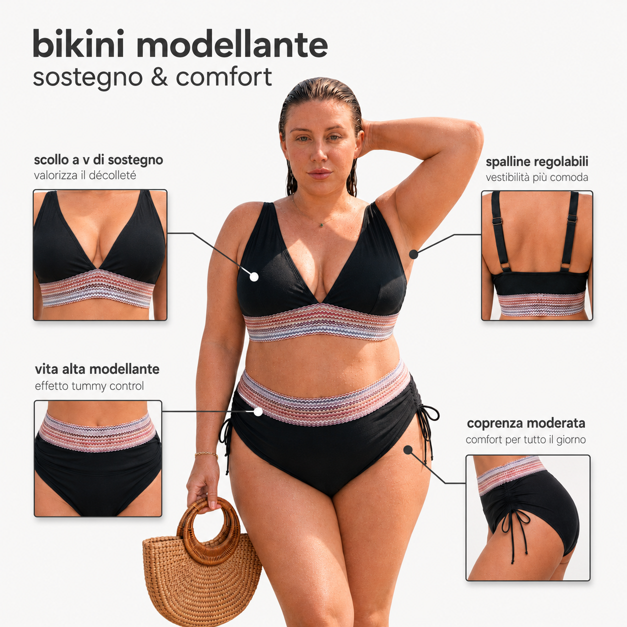 Costume da bagno modellante Avorley™ – Vita alta, sostegno e comfort